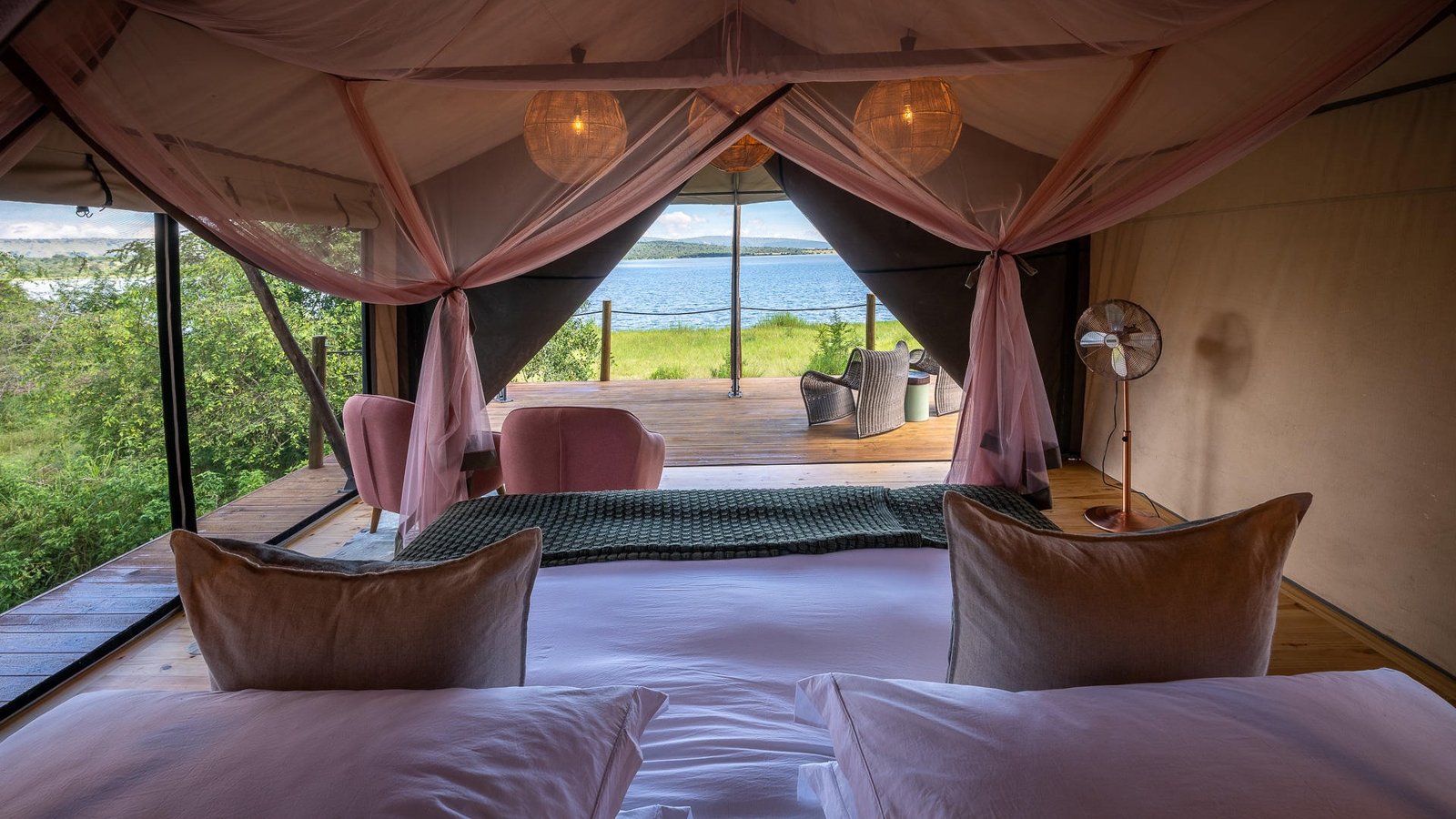 Accommodation at Magashi Camp consists of a limited number of beautifully designed luxury tented suites that provide exceptional comfort, privacy, and uninterrupted views of Lake Rwanyakazinga. The intimate size of the camp ensures highly personalized service and an exclusive safari experience for every guest.